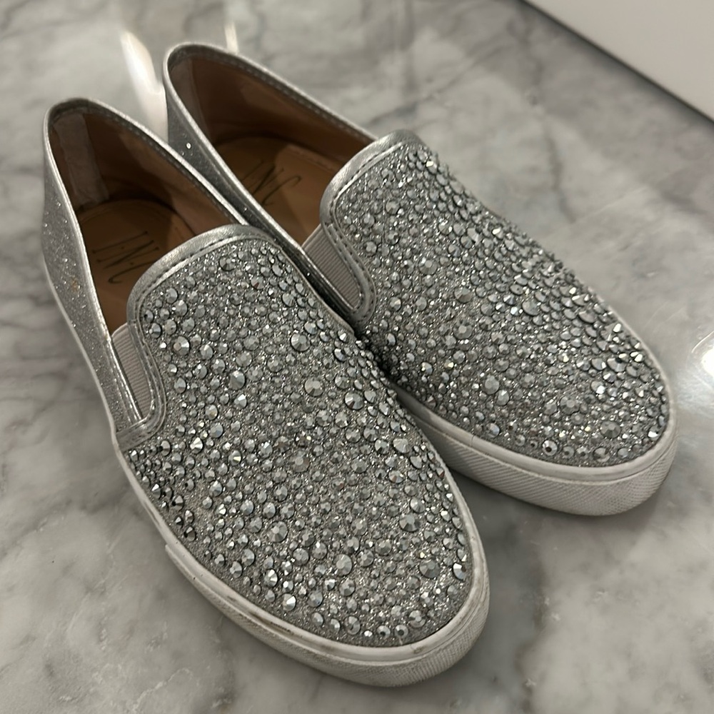 glitter slip on sneakers